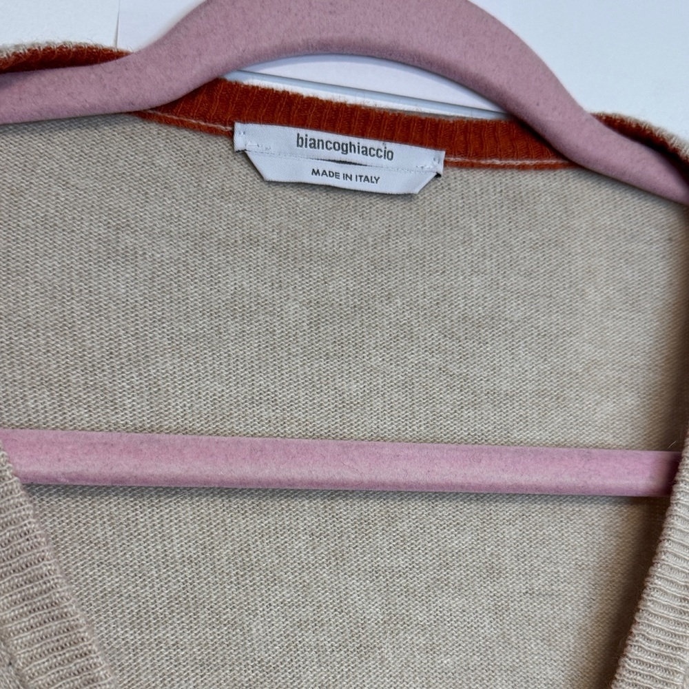Striped Beige and Orange Cardigan - Picture 3 of 9